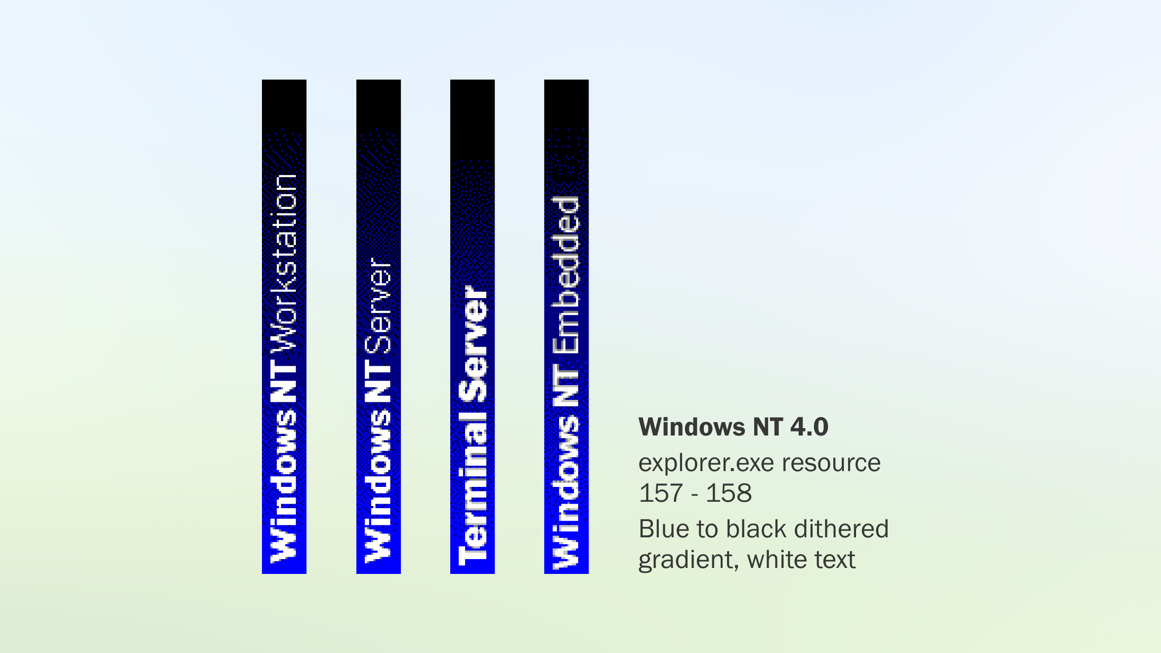 Image displaying the four variants of the Windows NT 4.0 Start menu banner